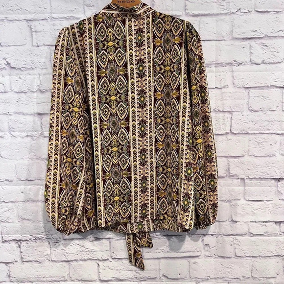 Shein Curve Long Sleeve Geometric Print Blouse Size 1XL Office Career Boho - Picture 3 of 8